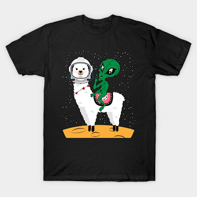 Llama Alien - Funny Animal Pun Joke Lover Spacecraft Lover T-Shirt by YouareweirdIlikeyou